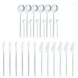 Flatware Sets Serving Set Stainless Steel Cutlery For 6 People Simple And Elegant Accessory Lunch Dinner Coffee Tea