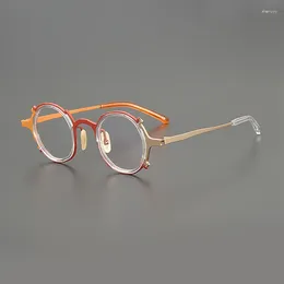Sunglasses Frames Literary Niche Handmade Retro Round Titanium Glasses Frame Fashion Personality Optical Prescription Myopia Trendy Cool