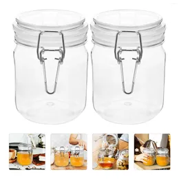 Storage Bottles 2 Pcs Airtight Honey Jar Glass With Lid Small Jars Sealed The Pet Transparent Caviar