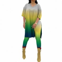 plus Size Tie Dye Print Set Female Lg Shirt Two Piece Pant Outfit Casual Sweatshirt 2023 Autumn Matching Sets For Women b0oH#