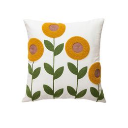 Towel embroidered flower pillowcase 45X45cm canvas cushion cover