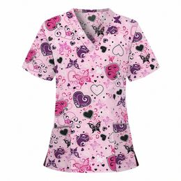 new Multicolor cott Animal fr print uniform beauty sal nursing uniform lab uniform pet shop Scrub Work clothes z9J5#