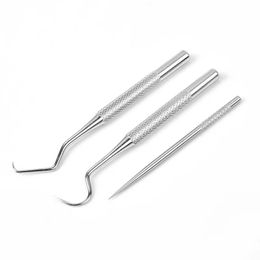 new 2024 304 Portable Reusable Stainless Steel Toothpicks Metal Tooth Scraper Dental Picks Hooks Cleaning Kit with Toothpicks Holderfor for