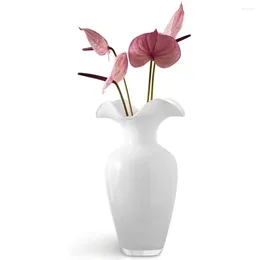 Vases Vase - Opal White Glass Flair Top 13.5" Height Euoropean Quality By Barski Made In Europe Home Decorations