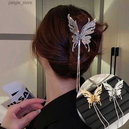 Hair Clips Butterfly Tassel Hair Claw Hair Clip For Women Gold Silver Hairpins Metal Hair Accessories Geometric Hollow Barrette Hair Crabs Y240329