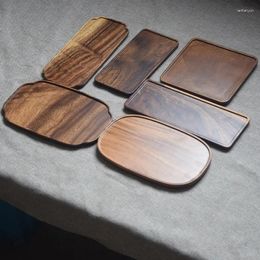 Tea Trays Walnut Tray Solid Wood Pot Simple El Single-layer Holder Rectangular Household Dry Foam Table