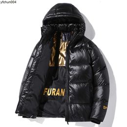 350 Kg Size Winter Down Jacket Mens Trendy Brand Bright Surface No Wash Plus Fat New White Duck Thickened 6g1a