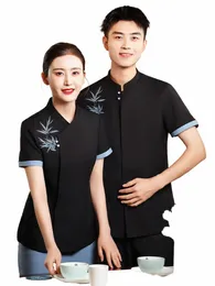 star Hotel Catering Work Clothes Female Restaurant Chinese Profial Frt Desk Summer Short Sleeve Catering Waiter Uniform Q7jC#