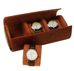 Watch Boxes & Cases 3 Slots Roll Travel Case Chic Portable Vine Leather Display Storage Box With Slid In Out Organizers8914468