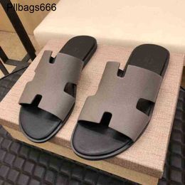 Mens Slippers Designer Sandals Top Layer Leather Mens Summer Wear Trend One Line Sandal Fashion Brand Korean Anti Slip An Uk75 Have Logo