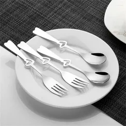 Coffee Scoops Smooth Edges Heart-shaped Spoon Fork Mirror Polishing Process Creative Dessert Dinnerware Easy Cleaning Not Scratch