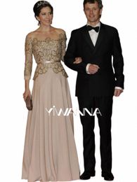 modest O-neck 3/4 Sleeve Mother Of The Bride Dr For Wedding Sparkly Sequins Prom Dr 2024 Elegant Chiff Lg Evening Gown t6Am#