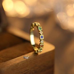 Französische Frauen leichter Luxus farbenfrohe Diamant kleiner und eleganter Style Index Finger Ring s rein Silberhandstück