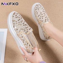Casual Shoes Lace Mesh Crystal Floral Loafers Women Comfort Breathable Summer Walking Woman Fashion Slip-on Ballet Flats