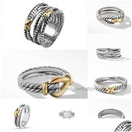 Band Rings Vintage Twisted Women Braided Designer Men Fashion Jewellery For Cross Classic Copper Ring Wire X Engagement Anniversary Gift Otsfz