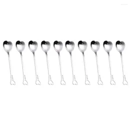 Spoons 10pcs Stainless Steel Soup Ladles Heart Shape Table Dinner Appetiser Scoop For Gravy Cake