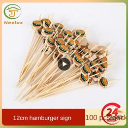 Forks Disposable Bamboo Sticks Party Decoration Pleasure Supplies Kitchen Gadgets Convenient Bar Burger Sign