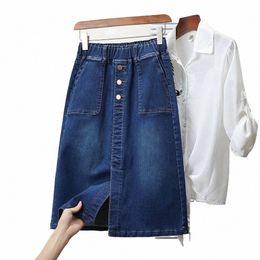 women Large Plus Size Vintage Denim Skirt Fi Casual Loose Cott Jeans Skirts Female Free Ship Clothing 2024 f2yt#