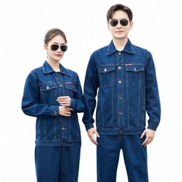 denim Work Clothing Durable Dirt Proof Anti Sparking Welding Suit Autumn Winter Thick Jeans Working Uniforms Workshop Coveralls Z0K7#