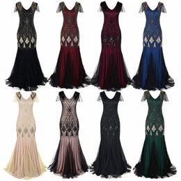 european and American Sexy Evening Dr Femininity Elegant Sequin Dr Gatsby Vintage Dr Plus Size Banquet Party Dres 85Q0#