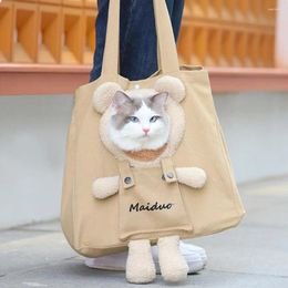 Portadores de gatos moda cão portador reutilizável confortável portátil dos desenhos animados urso decoração pet saco de viagem transporte armazenamento