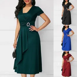 Casual Dresses Stylish Formal Dress Ladies Temperament Pure Colours Slim Summer Party For Daily Wear