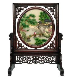 DHL Vintage Chinese Decorations for Home Living Room Ornaments Table Decor Handwork Silk Embroidery Patterns Wenge Frame Wedd1767425