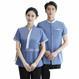 summer Waiter Uniform Western Cafe Restaurant Hotel Food Service Overalls Teahouse Work Wear Short Sleeve Bakery Overalls Chef W48I#