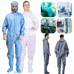 anti-static Overalls Hooded Dust-free Jumpsuit Factory Workshop Male Female Wable Work Clothes Protecti Suits Plus Size 4xl B0xe#