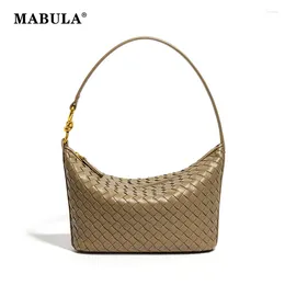 Evening Bags MABULA Woven Purse And Handbag For Women PU Leather Ladies Handmade Top Handle Hobo Bag Bowknot Strap Underarm Shoulder Wallet
