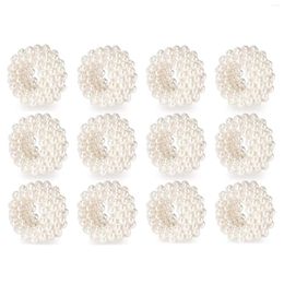 Bowls Napkin Ring 12-Piece Set White Pearl Wedding Buckle Table Decoration