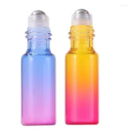 Storage Bottles Thick Glass Roll On 5ml Gradient Color Empty Bottle Roller Ball For Essential Oil Travel Kit