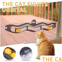 Cat Toys Track Toy Ball Pet Accessories Window Table Tennis Adsorption Glass Plastic Sucker Funny Educational Drop Delivery Home Gar Dhezh