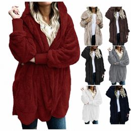 plus Size Women Winter Warm Coat Jacket Outwear Ladies Cardigan Coat Double Sided Veet Hooded Coat New Fi Simple 2023 F8Wq#