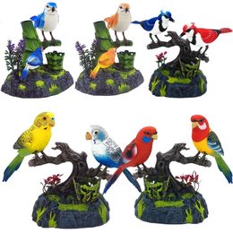 Electric Voice-Activated Bird Simulation Couple Bird Will Move Magpie Parrot Pet Bird Children Decoration Model Toy Gift 240318