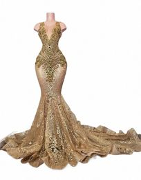 sparkly Gold Diamds Lg Prom Dres 2024 Sparkly Beads Rhineste Crystal Sequins Birthday Party Gown Wedding Recepti Robe 57S0#