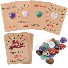 Decorative Flowers Valentines Day Gifts For Kids - 24 Pack Cards With Heart-Shape Crystals Valentine Gift Exchange