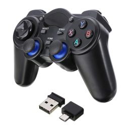 Gamepads New 2.4G Wireless Game Controller Joystick Gamepad With Micro USB OTG Converter Adapter For Android TV Box For PC PS3