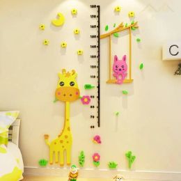 Stickers Cartoon Giraffe Height Stickers Baby Measuring Height Ruler Children's Room Wall Stickers 3D Threedimensional Wall Stickers