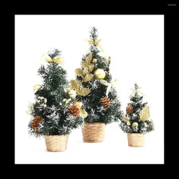 Party Decoration Mini Tabletop Tree Home Christmas Small Desktop Ornament Family Gold