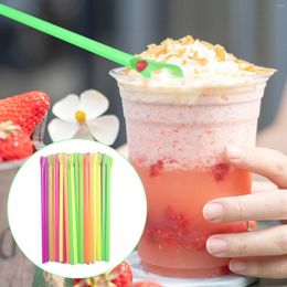 Disposable Cups Straws 100pcs Ice Cream Cup Soft Shaved Smoothie Bowl Flower-Shaped Spoon Straw Dual Use Drinking