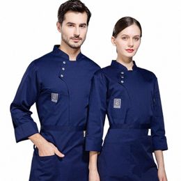 chef Uniform Men's Lg-Sleeved Catering Restaurant Kitchen Clothes Autumn and Winter Cake Pastry Baker Workwear Women p3fr#