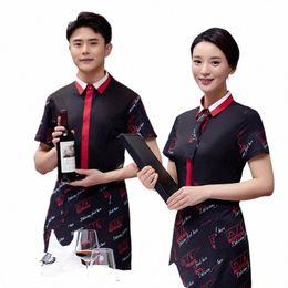 wholesale Supply Hotel Work Clothes Summer Women's Short-Sleeved Coffee Shop Bar Waiter Uniform Printed Logo Apr k1Ym#