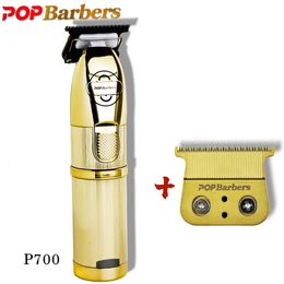 Professional Haircut Pop Barbers P700 Oil Head Electric Hair Clippers Golden Carving Scissors Electric Shaver Hair Trimmer 240322