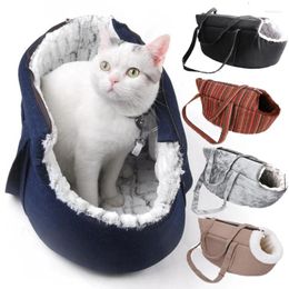 Cat Carriers Plush Transport Carrier Bed Fluffy Portable Warm Handbag For Cats Transporter Outdoor Pet Product Dual-Use