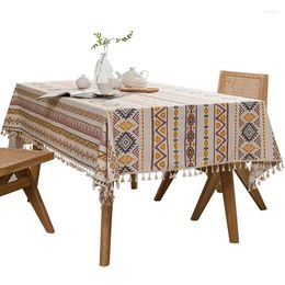 Table Cloth Ethnic Style Dining Tablecloth Ins Camping Mat Waterproof And Oil Resistant Cotton Linen Printed Tea