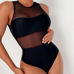 2024 New Solid Colour Backless Mesh Bikini Tight and Slimming Triangle Hot Spring Swimsuit for Women