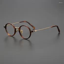 Sunglasses Frames Quality Round Vintage Acetate Titanium Glasses Frame For Men Women Optical Myopia Reading Prescription Lens Designer