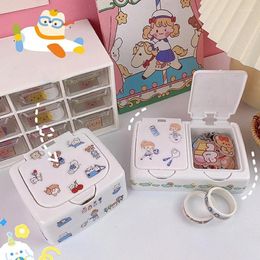 Storage Bottles Kawaii Cartoon INS Style Multi-functional Desk Organiser Box Cosmetics Makeup Accessories Office Stationery