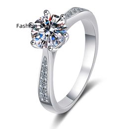S925 Sterling Silver Ring D Colour Mosang Diamond Korean Edition Fashion Micro Set Six Claw Mosang Stone Ring Wedding